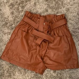 Brown Leather Shorts